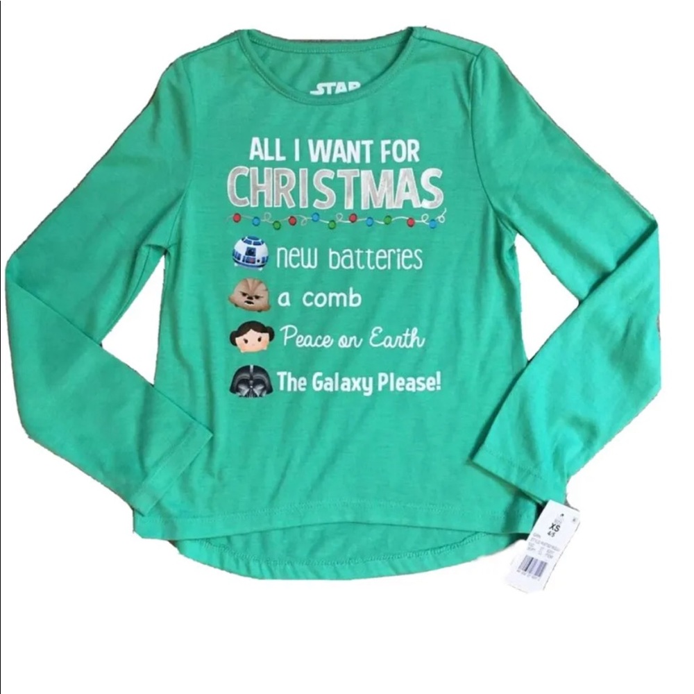 Star Wars XS 4/5 Girls Tsum Tsum Christmas Shirt NWT